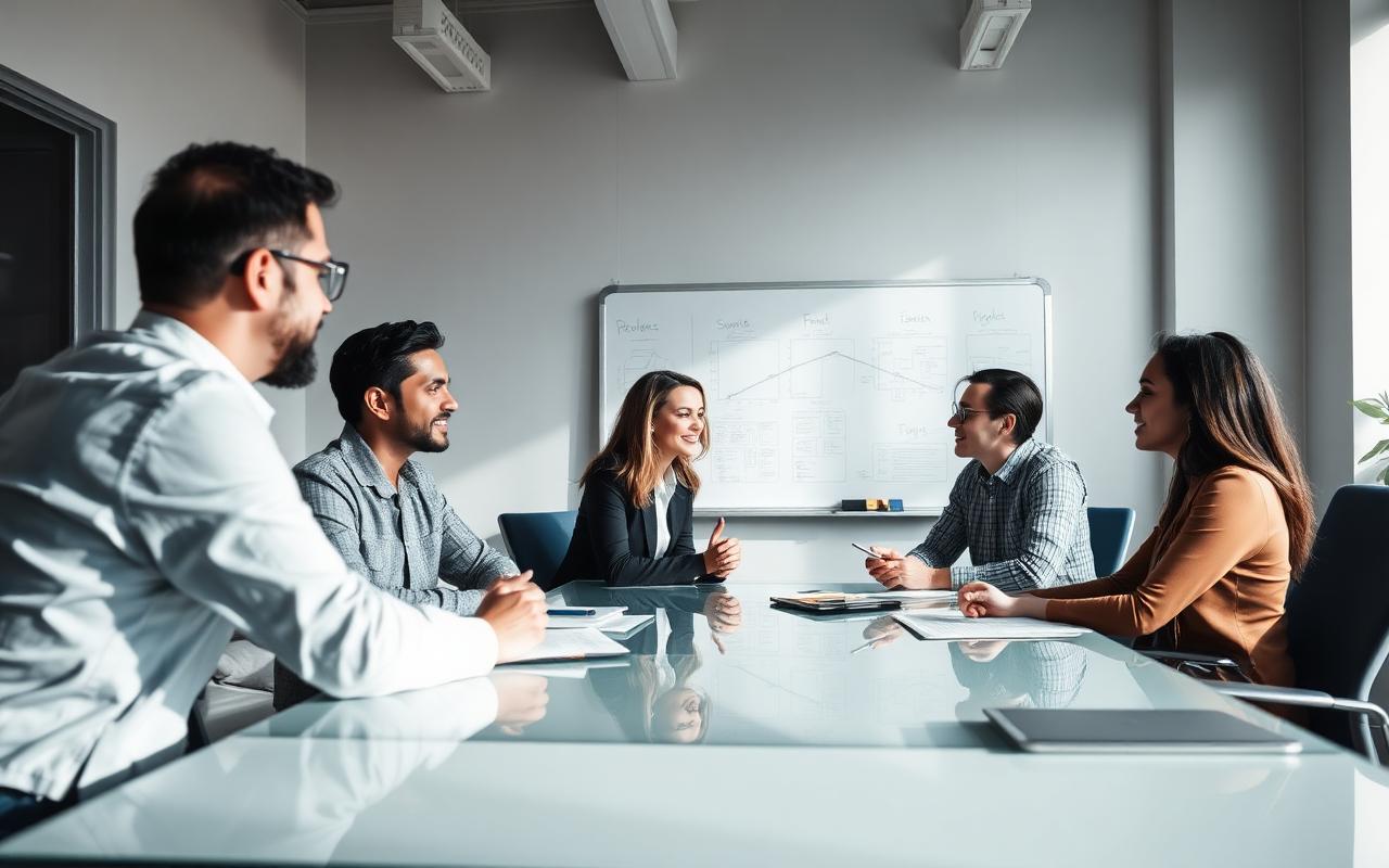 A diverse revenue team collaborating in a London office
